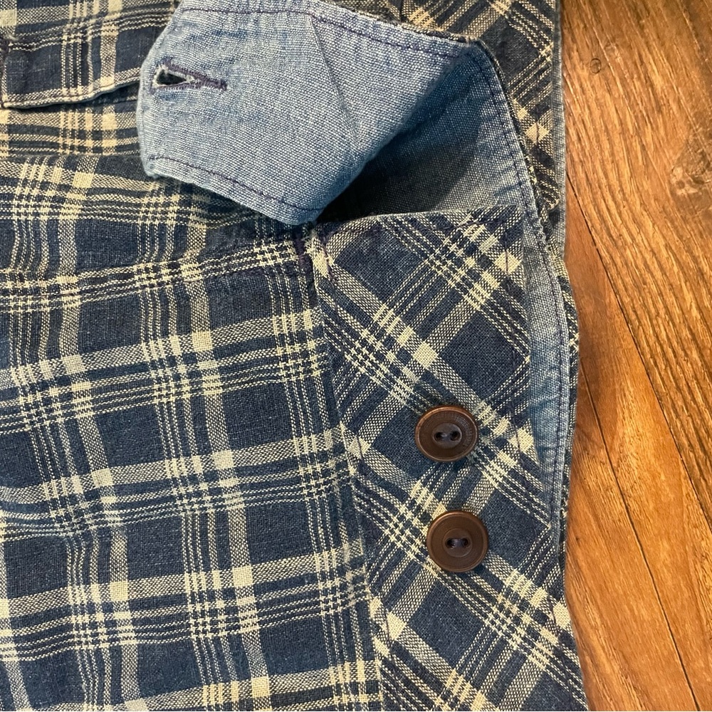 RRL Indigo Plaid Linen Windbreaker - Picture 11 of 12